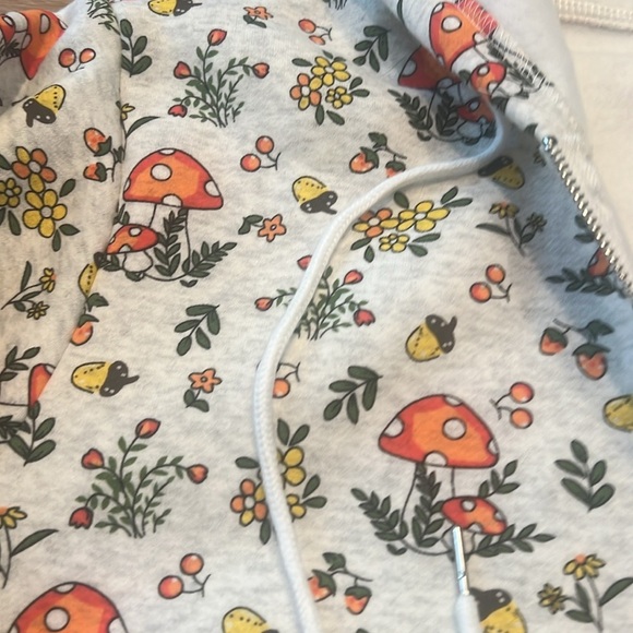 NWT - L.A. Floral & Mushroom Print Zip Up Fleece Zipper Hoodie Size - Large - Picture 4 of 8